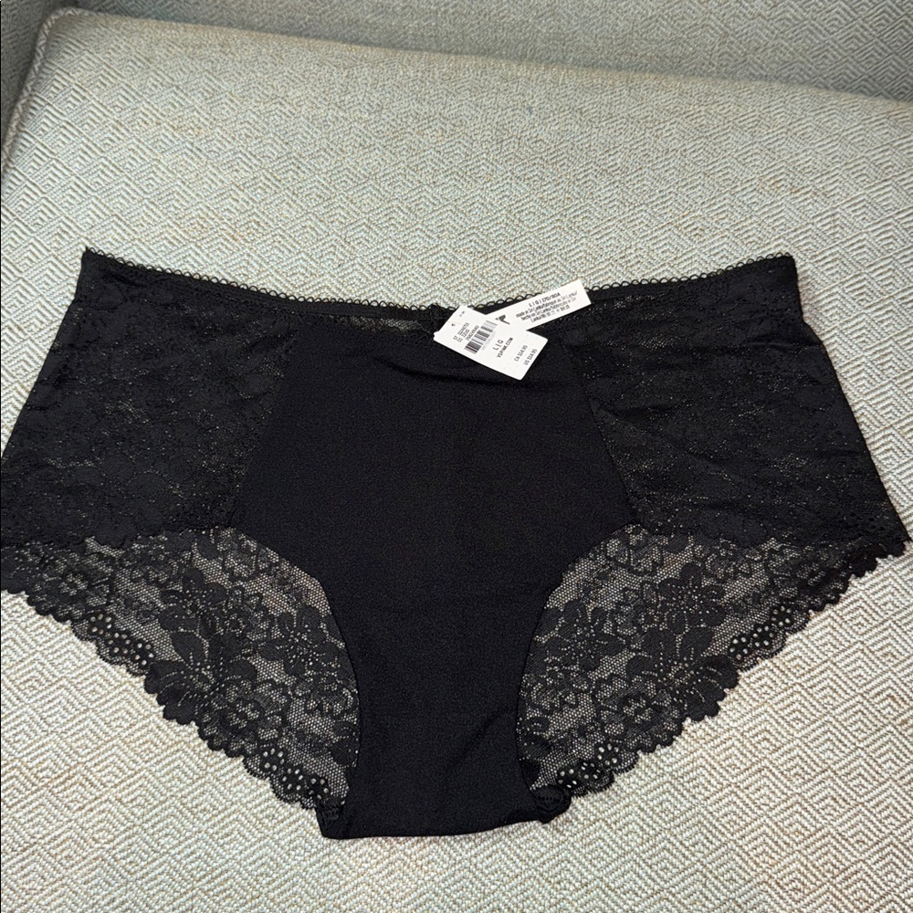 VS VICTORIAS SECRET PINK No Show Cheeky Lace Panty Undies Underwear L - Black